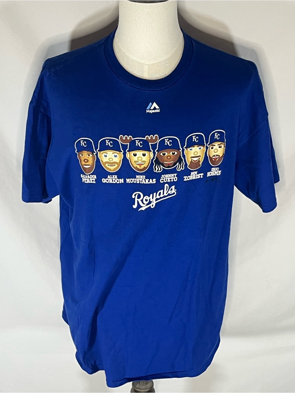 Majestic KC Royals MLB 2015 World Series Champs Emoji Men’s T-Shirt XL